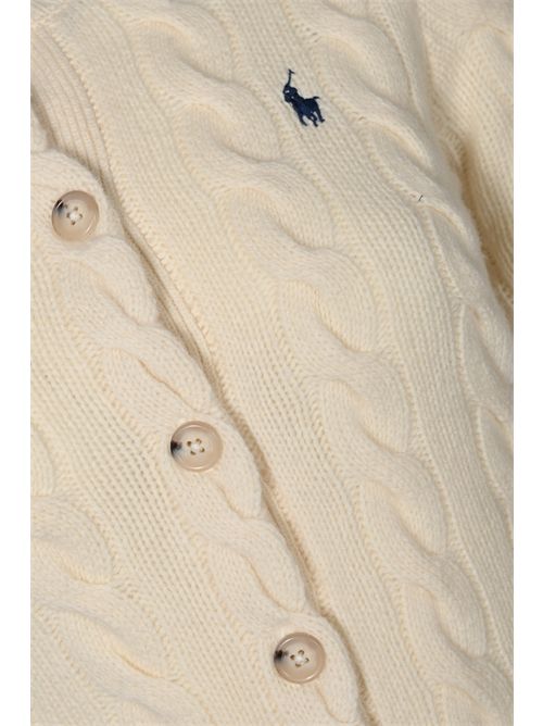 Cardigan a trecce in lana e cashmere White POLO RALPH LAUREN | 211972104002
